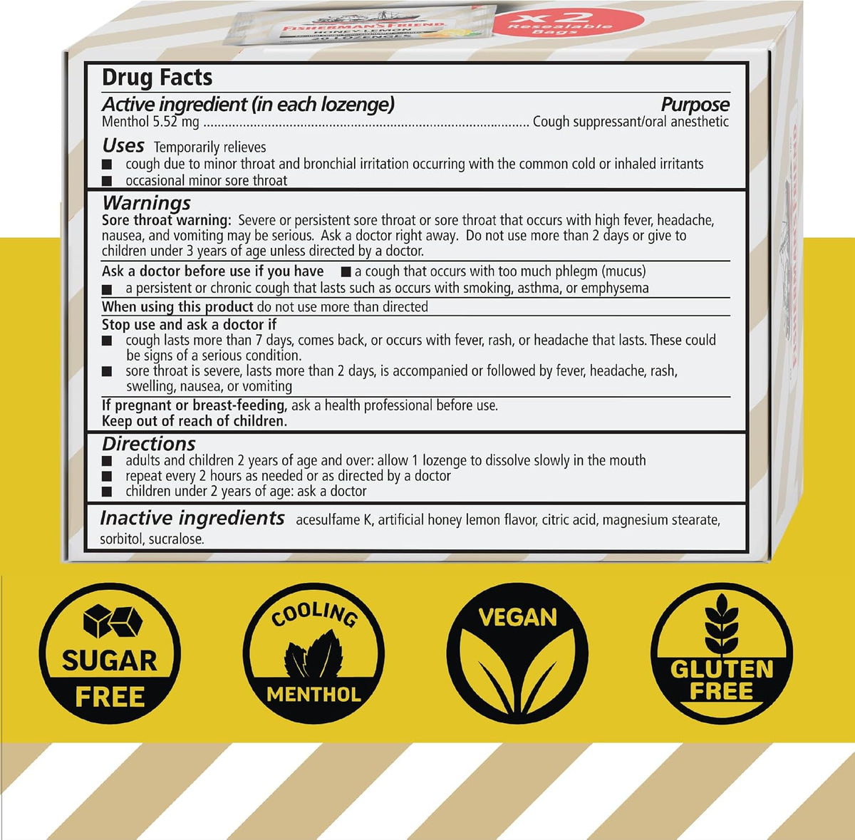 Fisherman's Friend Sugar Free Cough Lozenges, 40 x 6-Pack (Honey Lemon)