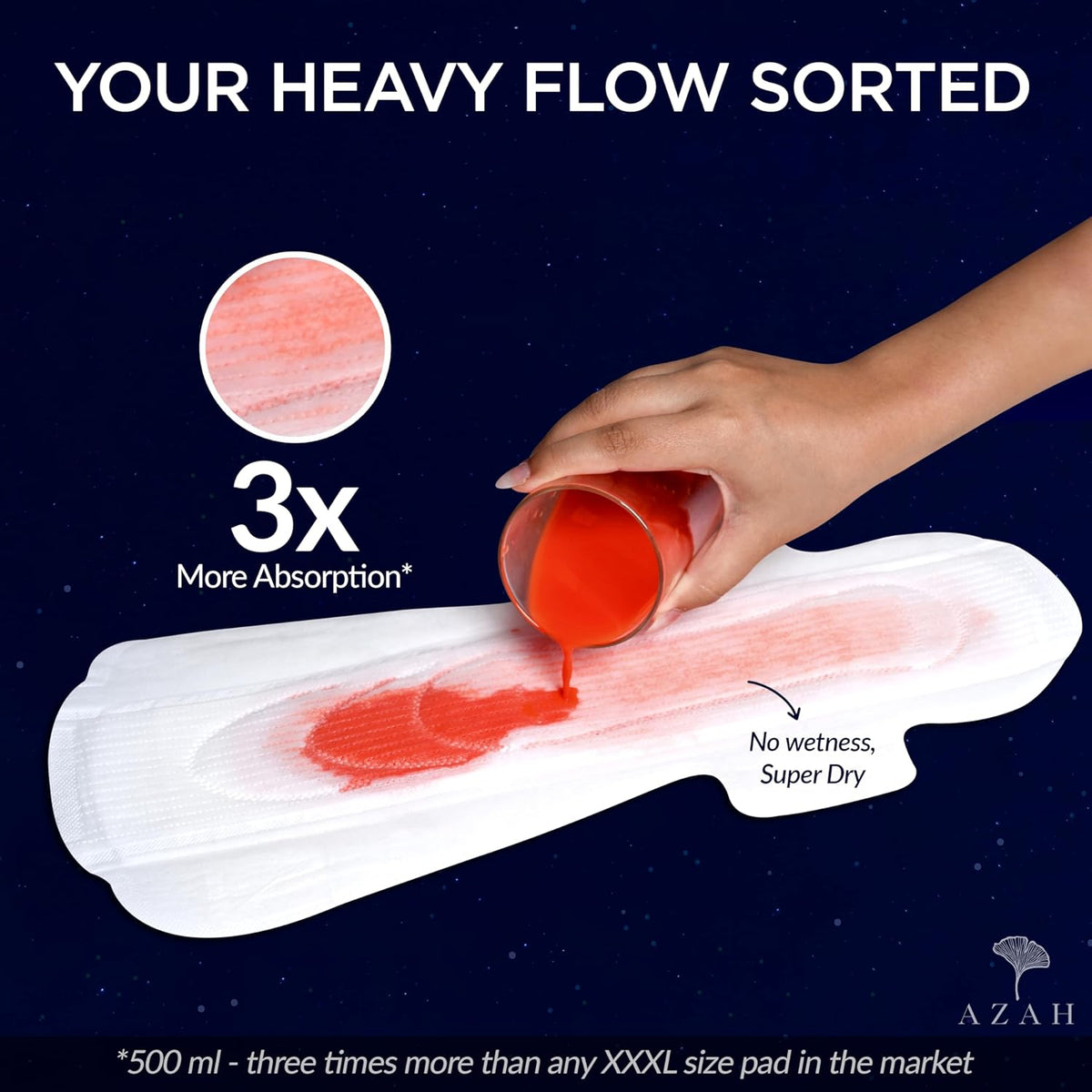 Azah Sanitary Pads for Women XXXL [Pack of 12] | Extra Large Night Pads | Cottony Soft Sanitary Napkins for Women | XXXL Pads for Womens Heavy Flow | Leak Proof for Overnight Protection