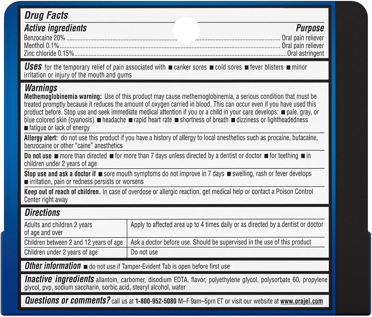 Orajel 3X Mouth Sores Medicated Pain Relief Gel, Extra Strength, 0.42 Oz | Immediate Pain Relief, Long-Lasting, Protects Mouth Sores from Irritation, #1 Oral Pain Relief Brand