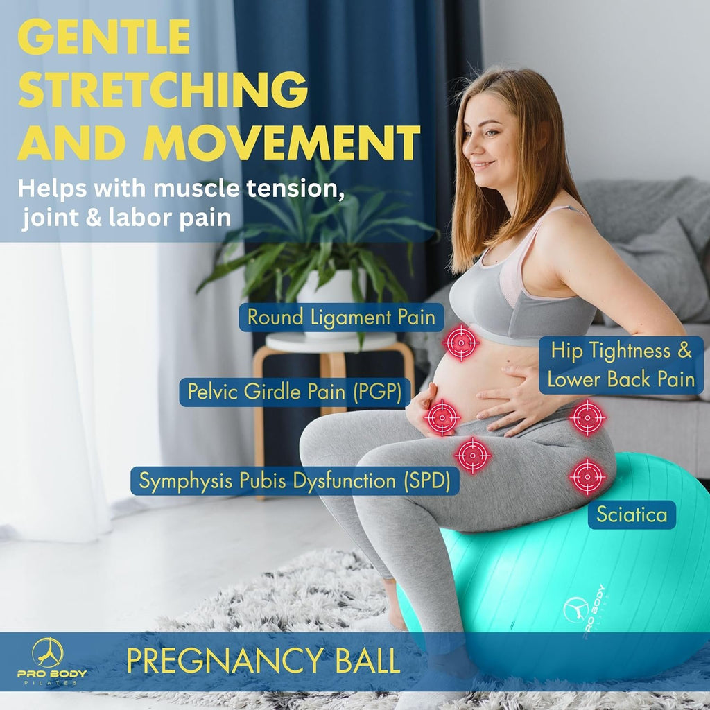 ProBody Pilates Pregnancy Ball - Yoga Ball for Pregnancy with Book, Prenatal, Labor & Postnatal Maternity Exercise