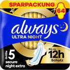 Always Sanitary Pads Overnight 64 pieces