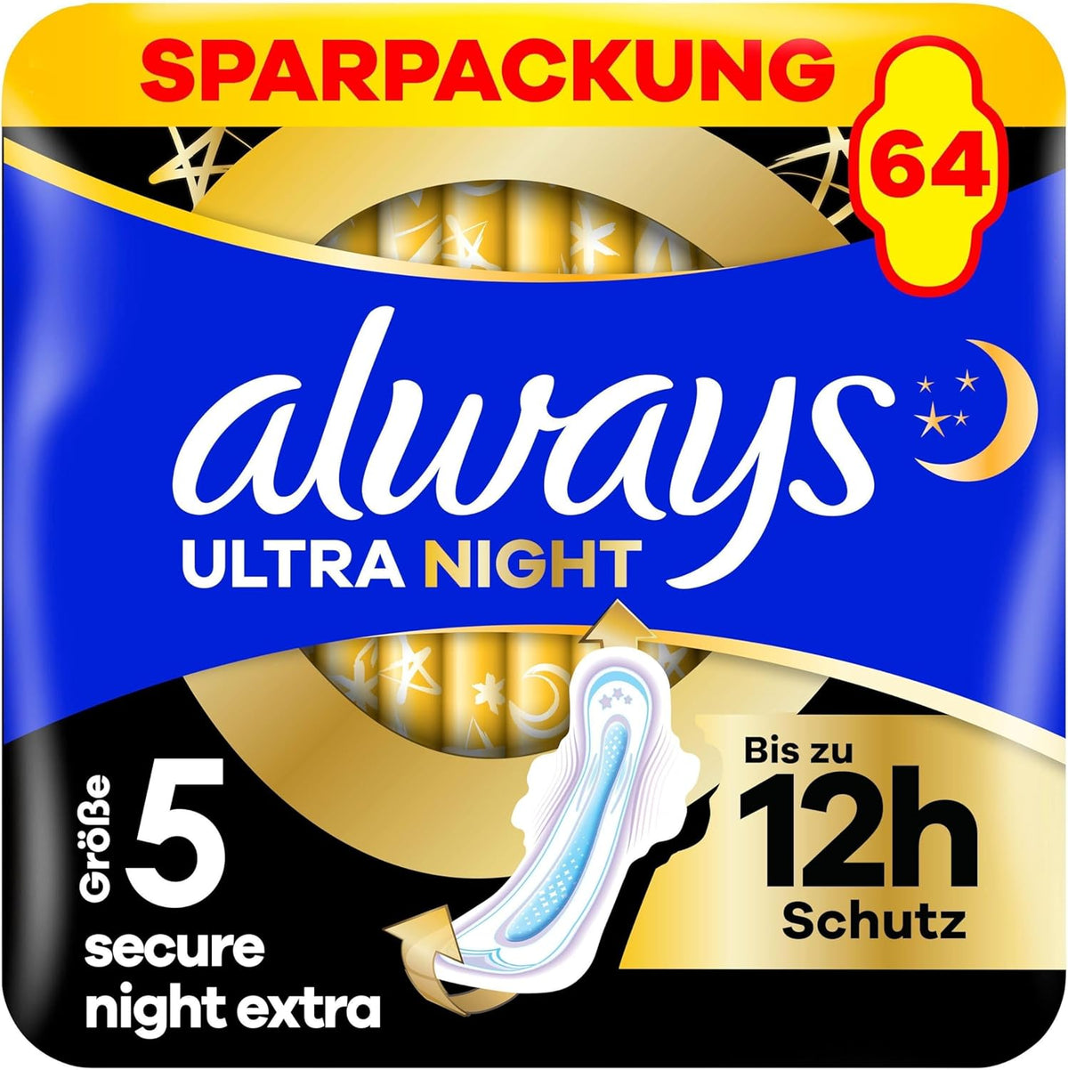 Always Sanitary Pads Overnight 64 pieces