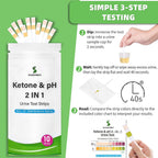 2-in-1 Ketone Test Strips, 100cts Keto and pH Strips Urine Test for Ketogenic & Low-Carb Diets with Urine Cup, Ketosis & pH Test Strips for Urine