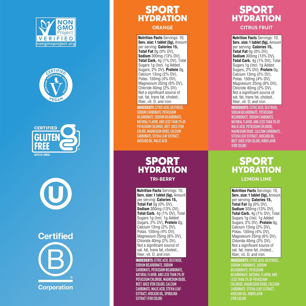Nuun Sport Electrolyte Tablets Mixed Flavors, GF & Vegan, 4 Pack