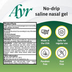Ayr Saline Nasal Gel No-drip Sinus Spray With Soothing Aloe Vera, 0.75 Fl Oz Spray Bottle, (Pack of 1)