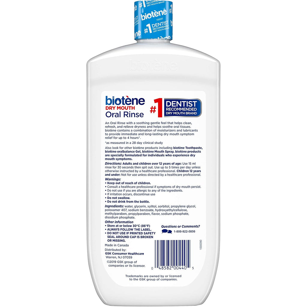 Biotene Oral Rinse Mouthwash for Dry Mouth, Breath Freshener and Dry Mouth Treatment, Fresh Mint - 2x33.8 fl oz