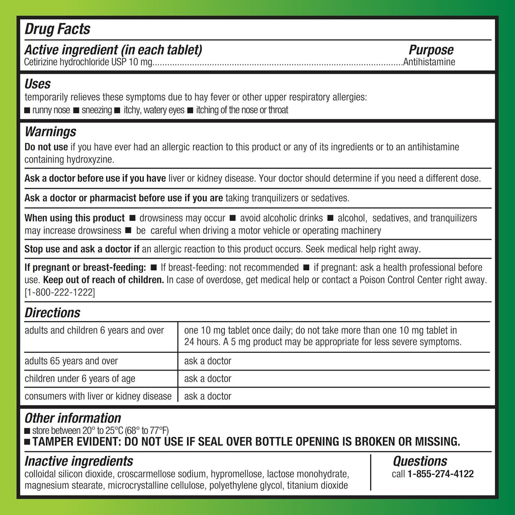 Amazon Basic Care All Day Allergy, Cetirizine Hydrochloride Tablets, 10 mg, 24-Hour Relief for Allergy, 300 Count (Packaging may vary)