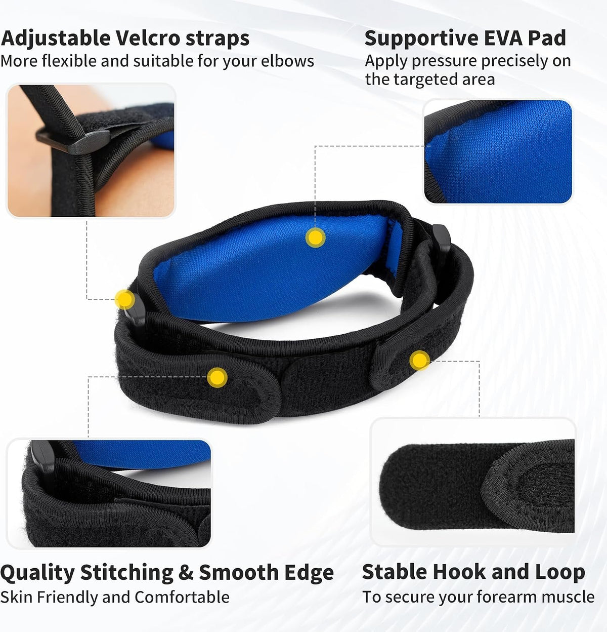 CAMBIVO 2 Pack Tennis Elbow Brace Strap for Tendonitis, Black | EVA Compression Pad, Adjustable Strap with Premium Velcro, for Men and Women, Golfer's Elbow, Counterforce Brace, Breathable