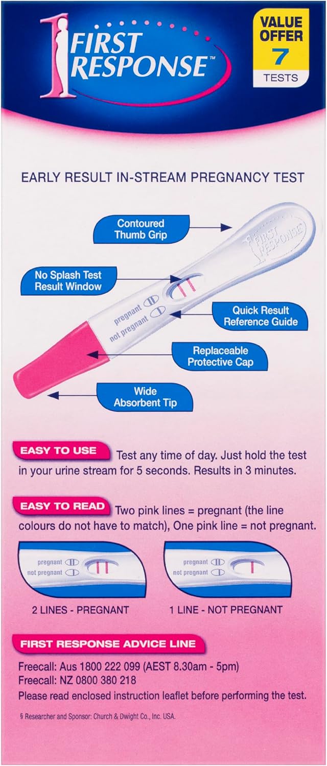 First Response Early Detection Pregnancy Tests, 7pk - Over 99% Accurate, Fast Results, Easy To Use, Detects Low hCG Levels, Detects 6 Days Early, Convenient Testing Any Time Of The Day