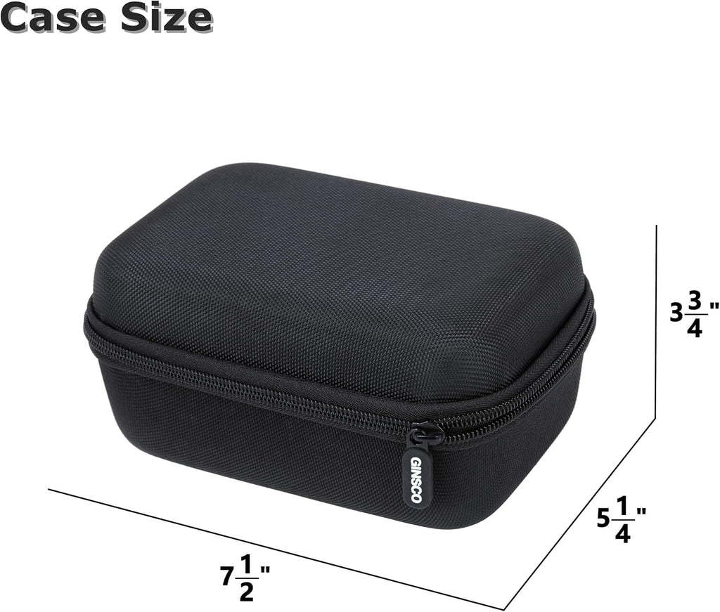 Ginsco Compact Hard Shell Case for Blood Pressure Monitor, Compatible with Omron Bronze/iHealth/Oklar, Portable Carrying Travel Case with Handle, Mesh Pocket for Cuff/Batteries/Charger (Black, M)
