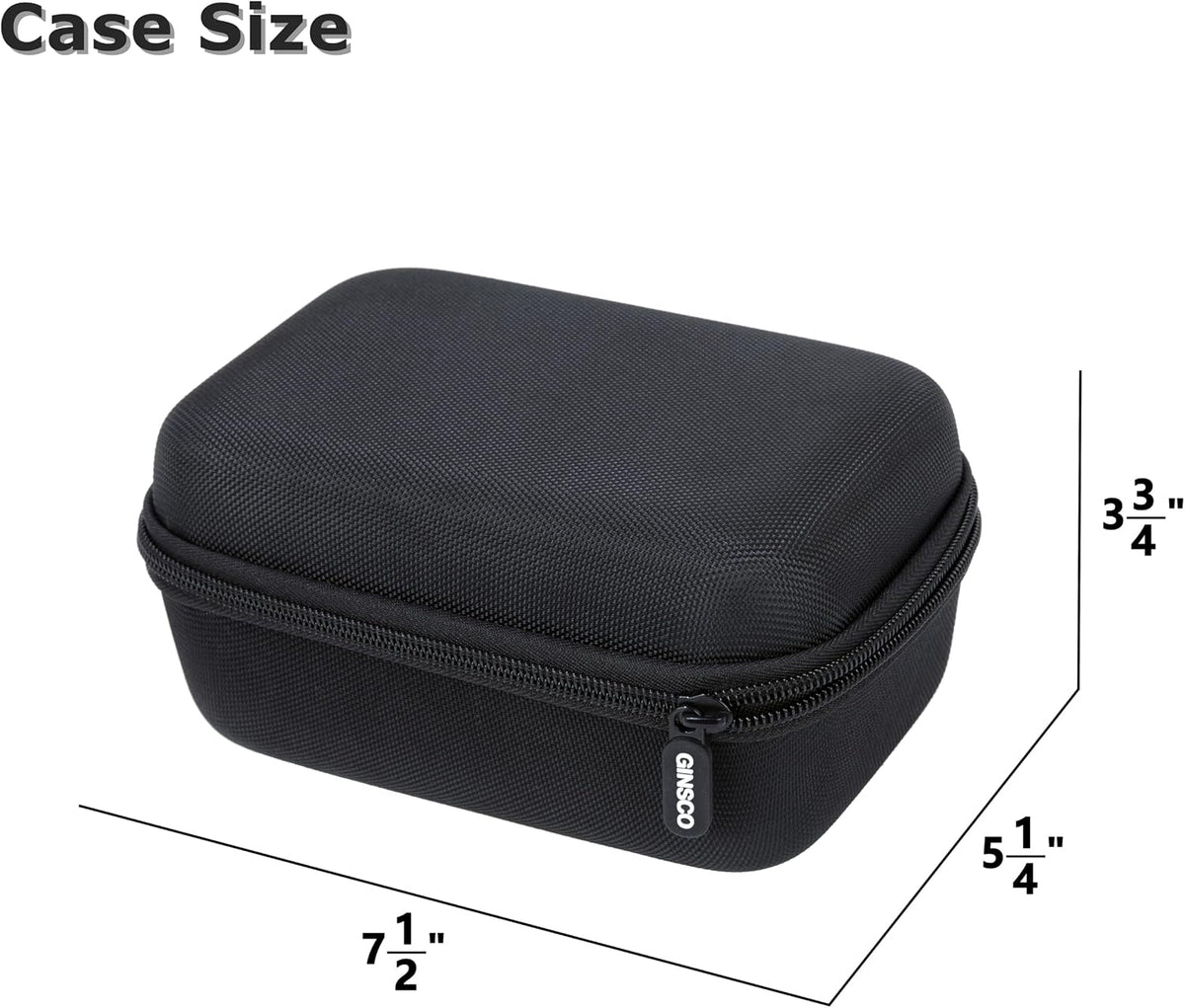 Ginsco Compact Hard Shell Case for Blood Pressure Monitor, Compatible with Omron Bronze/iHealth/Oklar, Portable Carrying Travel Case with Handle, Mesh Pocket for Cuff/Batteries/Charger (Black, M)
