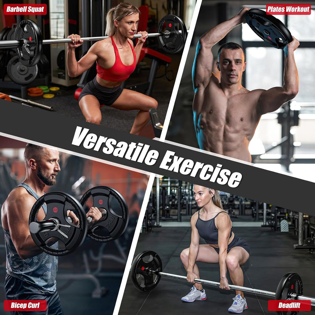 GIKPAL Olympic Weight Plates, 2-Inch Rubber Coated for Strength Training