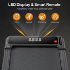 Walking Pad Under Desk Treadmill, Portable Compact Electric Walking Treadmill, Quiet Fitness Machine with Remote Control & LED Display for Home Office