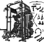 Mikolo Smith Machine with Weight Stack, Power Cage Home Gym System with LAT Pulldown & Cable Crossover, Multi-Functional Trainer with Dual Pulley System, Includes 10+ Free Attachments