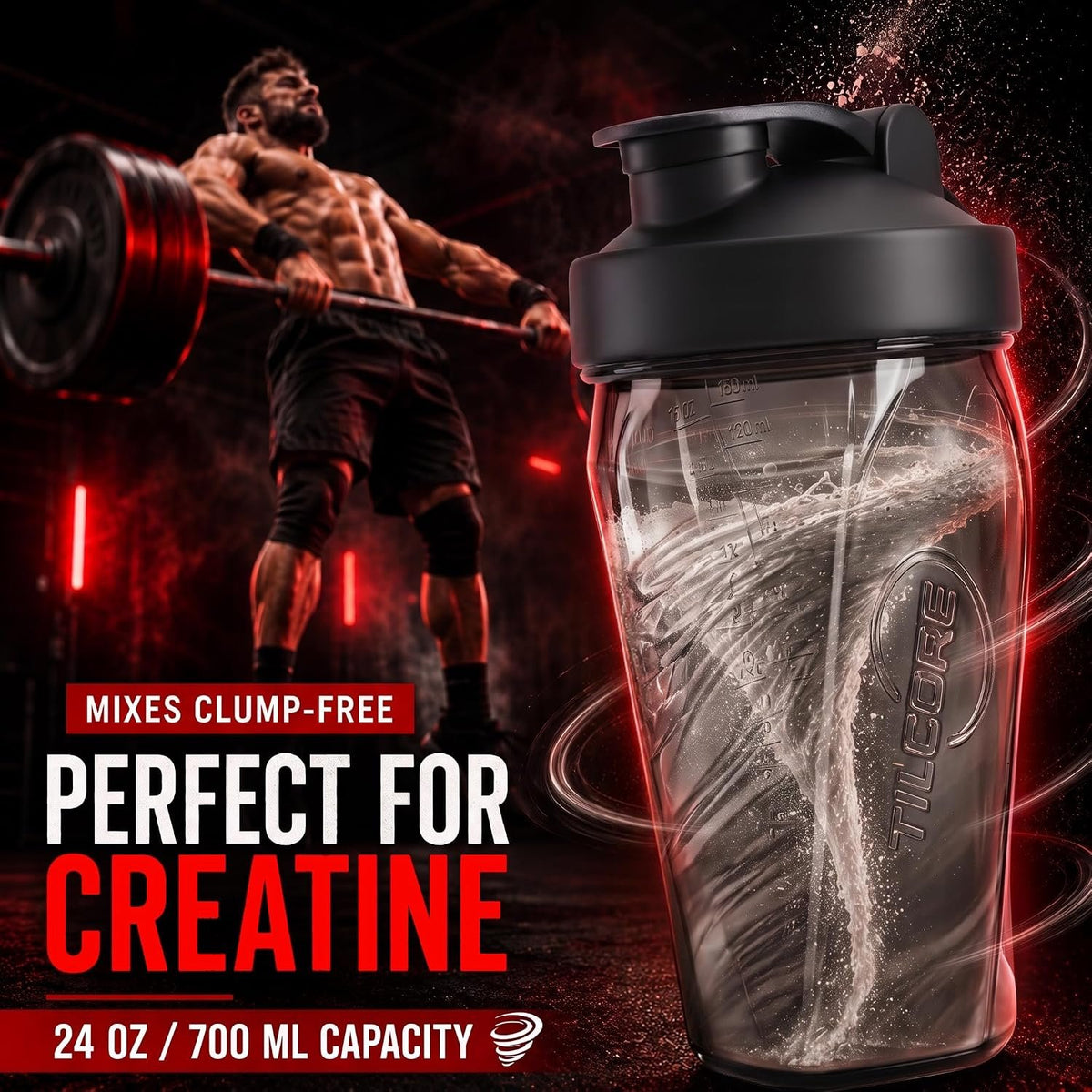 Vortex Protein Shaker Bottle 24 oz/700ml - Premium BPA-Free Pre-Workout Shaker Cup for Protein Shakes & Smoothies, Leak-Proof & Durable Bottle-Shakers for Active Lifestyles