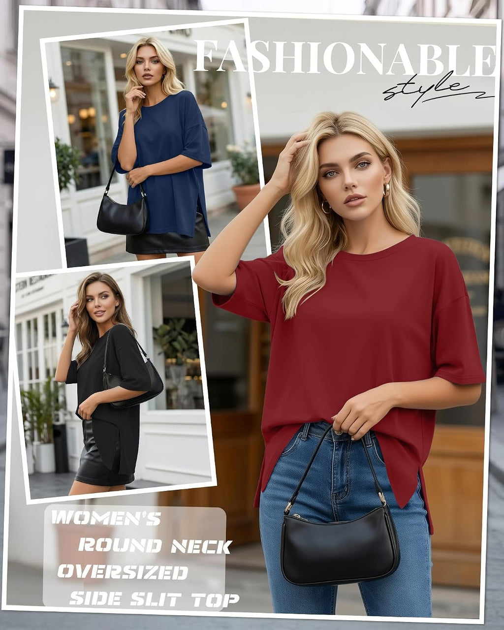 Huukeay 3 Pack Women's Oversized Workout T Shirts Short Sleeve Loose Fit Gym Tops Crewneck Casual Summer Basic Tees