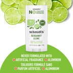 Schmidt's Aluminum-Free Vegan Deodorant Bergamot & Lime for Women and Men, with 24 Hour Odor Protection, Natural Ingredients, Cruelty-Free, 2.65 oz