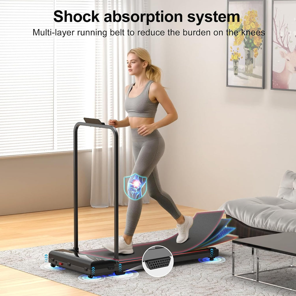 Walking Pad Treadmill for Home - Foldable Treadmills with Handle Bar Mini Portable Walk Pads Under Desk Small Spaces Compact Folding Electric Treadmills Office Walking and Running Machine Terluxra