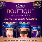 Always Discreet Boutique Incontinence & Postpartum Underwear for Women, Disposable, Maximum Protection, Large, 18 Count