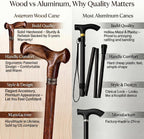 Asterom Handcrafted Canes for Men, Ergonomic Wooden Walking Cane, Oak Wood