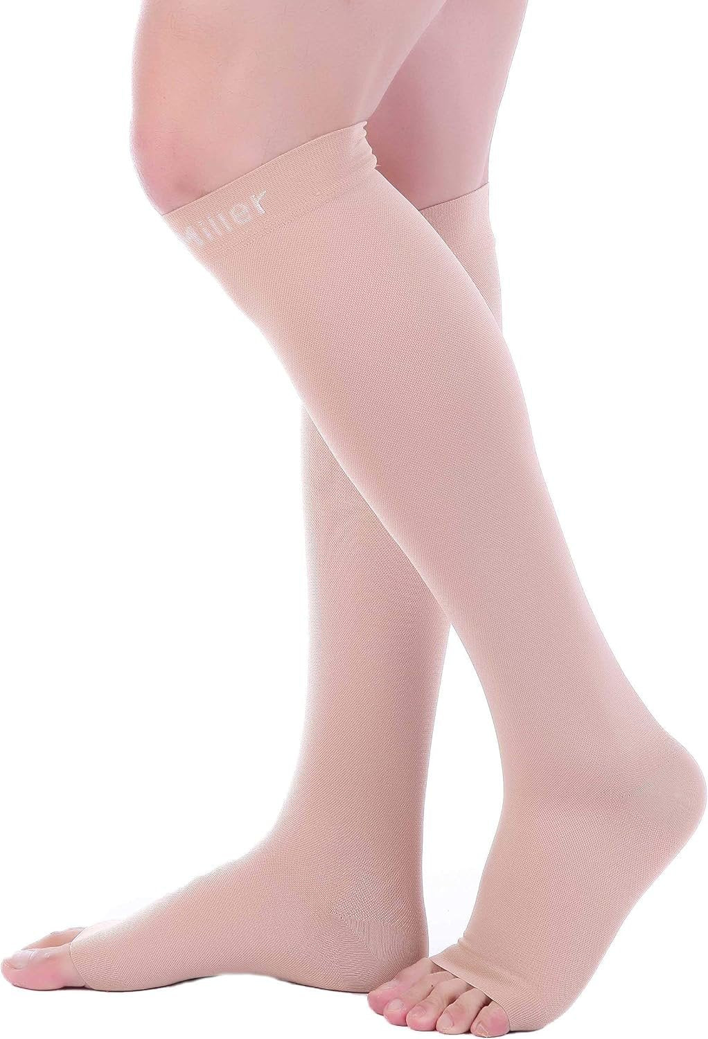 Doc Miller Open Toe Compression Socks, 20-30 mmHg, Knee High, Men & Women | Toeless Compression Sleeves, Knee-High Stockings: Shin Splints, Varicose Veins, Travel, Calf Support & Muscle Recovery, Pair