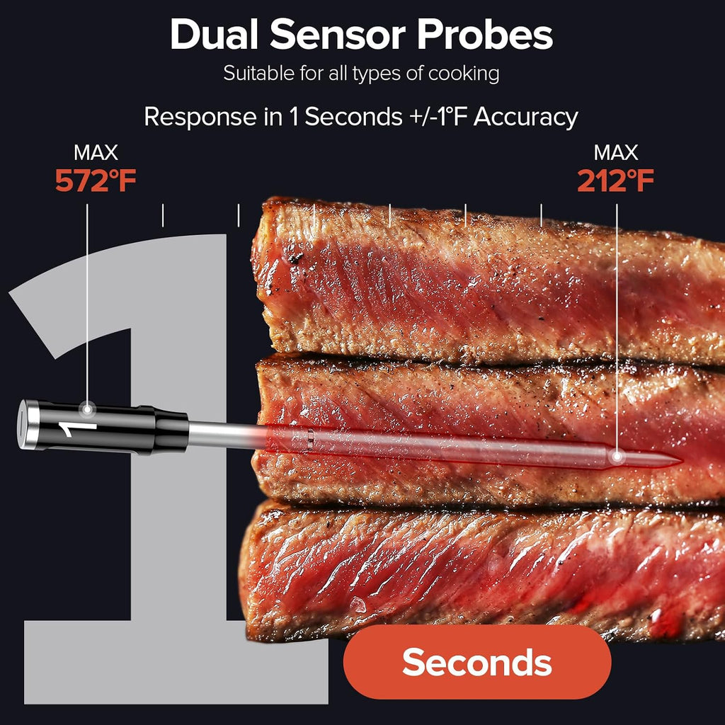Smart Wireless Meat Thermometer Dual Probes with WiFi Bluetooth Combo