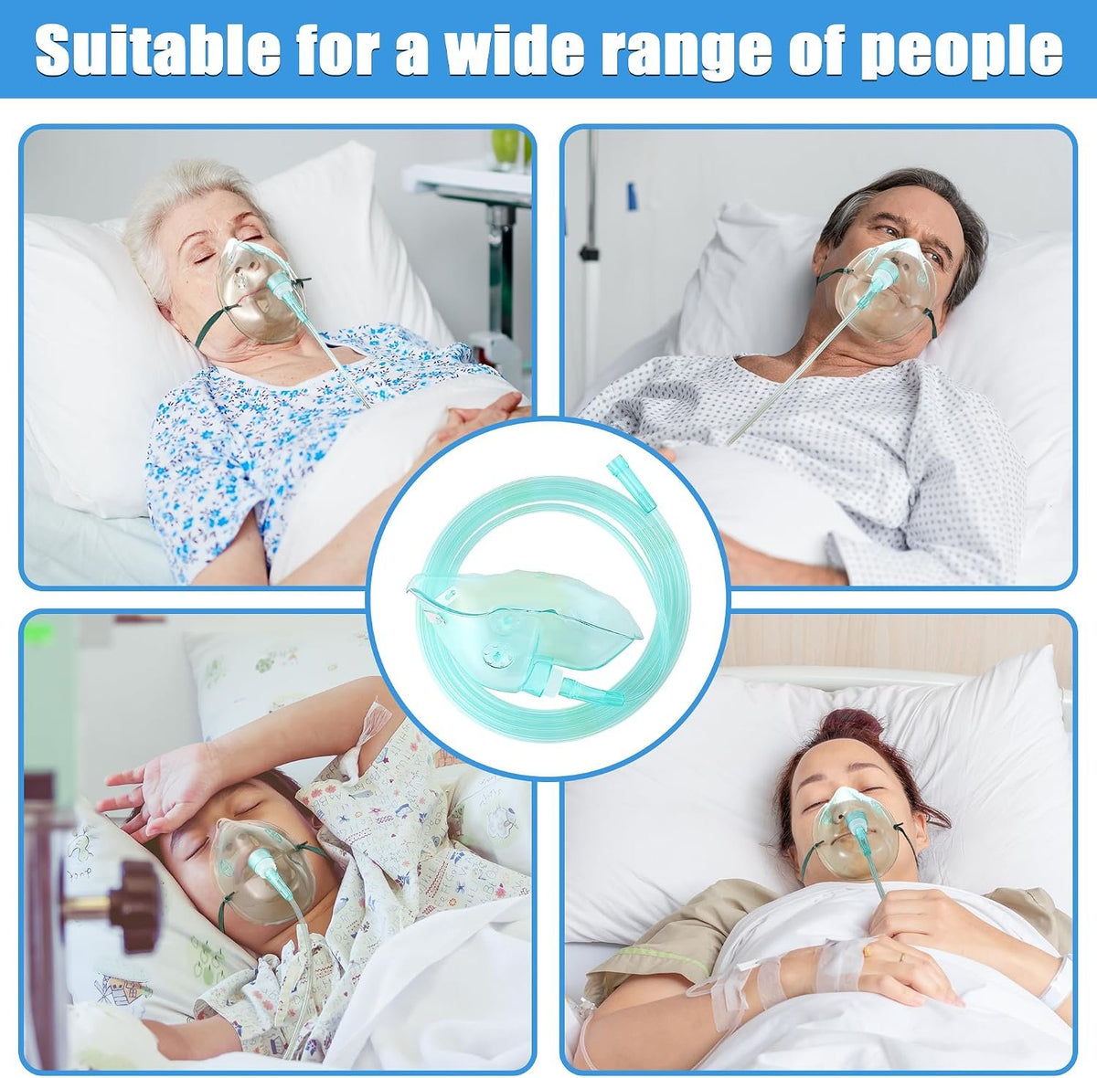 Geiserailie 2PCS L Oxygen Mask with 6.6 Ft Tubing and Adjustable Strap