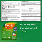 Zyrtec 24-Hour Allergy Relief Tablets, 30-Ct Size Plus 3x1-Count Packs | 10 mg Cetirizine HCl, Allergy Medicine, For Symptoms like Runny Nose, Sneezing, Itchy & Watery Eyes & Itchy Nose or Throat