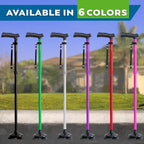 HONEYBULL Walking Cane for Men & Women, Foldable Free Standing Cane | Adjustable height, collapsible design, heavy-duty, pivot base for stable support, ergonomic handle