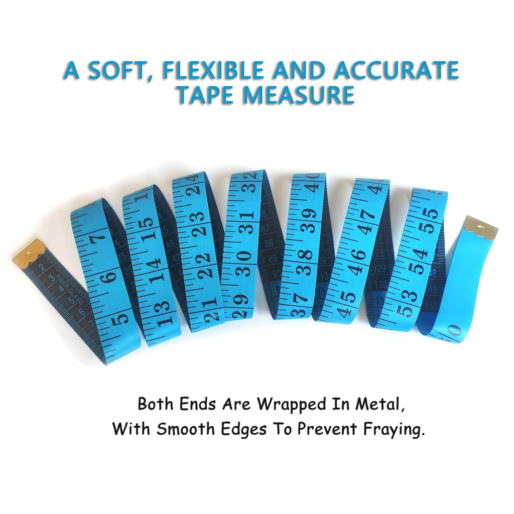 3 Pack Tape Measure Body Measuring Tape, Soft Fabric Measuring Tape for Sewing Cloth Measurement, 60 Inch Double Scale Tailor Ruler for Weight Loss (Blue)