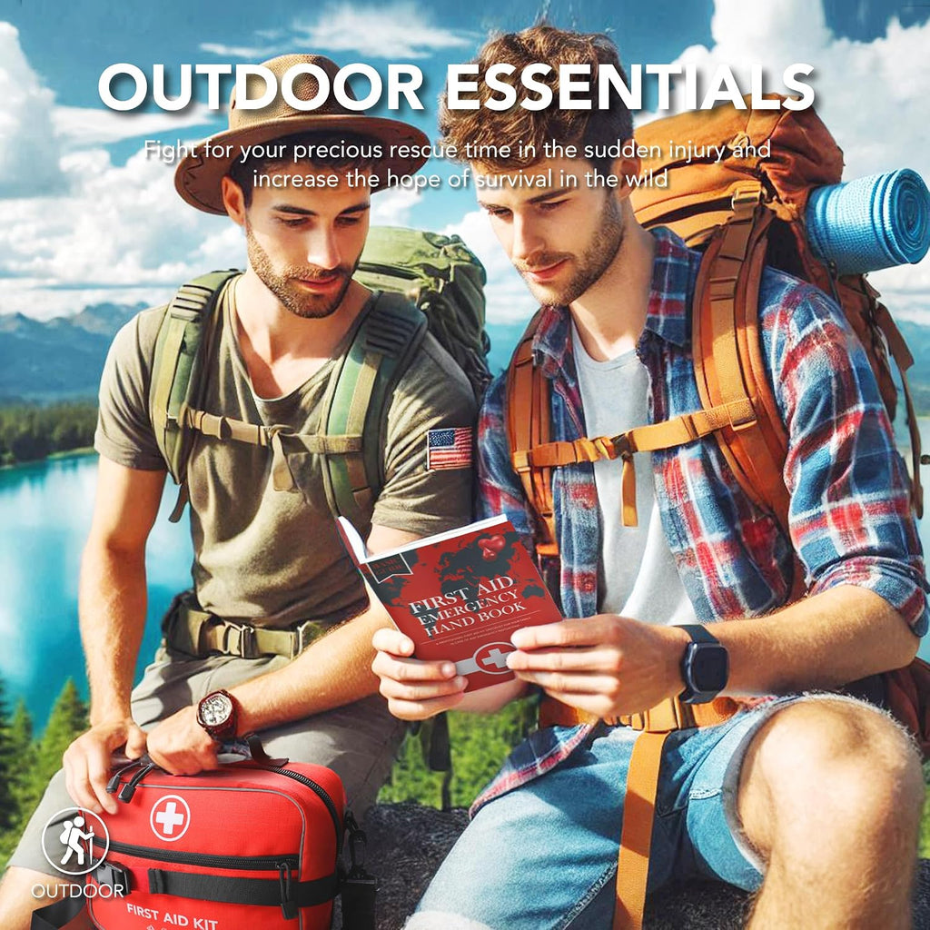 430 Piece First Aid Kit, Well-Organized Premium Waterproof Compact Trauma Medical Kits for Any Emergencies, Ideal for Home, Office, Car, Travel, Outdoor, Camping, Hiking, Boating (Red)