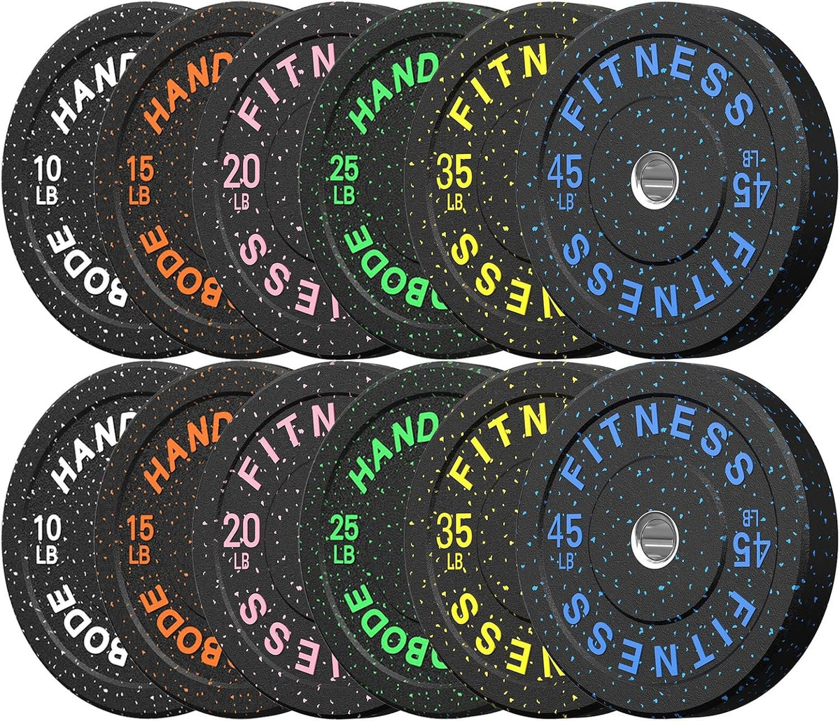 2-Inch High-Bounce Bumper Plates, Olympic Weight Set, 10-650 lb | Barbell Weight Plates Set for Home Gym, Colored Weights Rubber Strength Training Plate for Weight Lifting