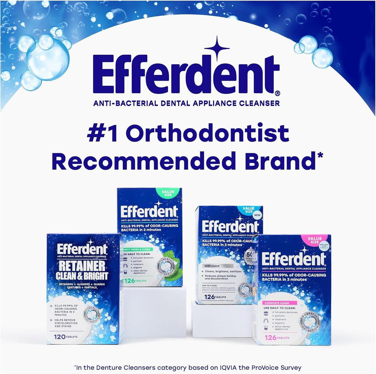 Efferdent Denture Cleaner Tablets, Minty Fresh & Clean, 126 Count | Retainer Cleaner, Use Daily To Clean Dental Appliances, Full Plate Dentures, Aligners & Mouth Guards