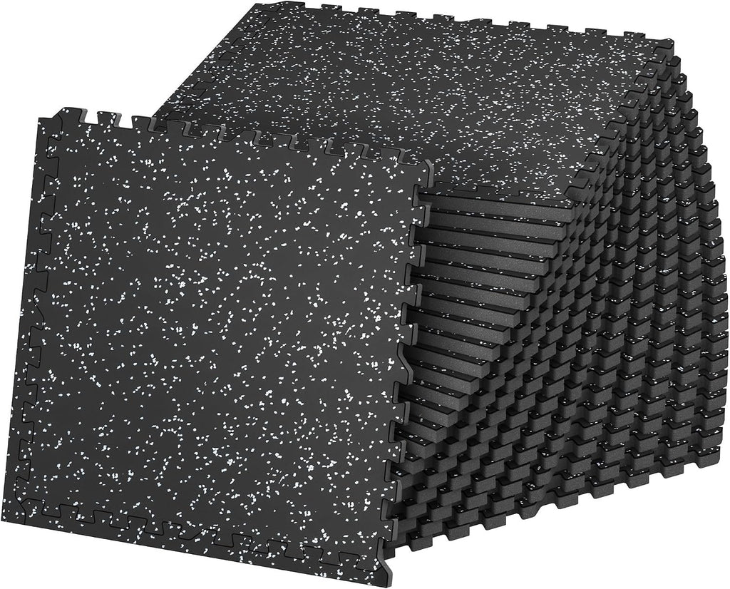 SUPERJARE 1" Extra-Thick Rubber Top Exercise Mat, Gym Flooring for Home Gym