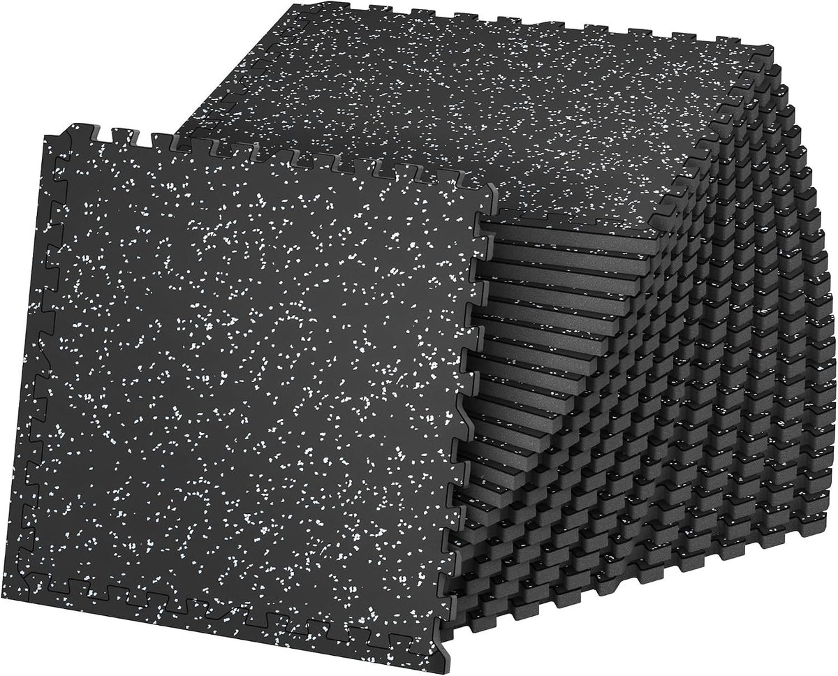 SUPERJARE 1" Extra-Thick Rubber Top Exercise Mat, Gym Flooring for Home Gym