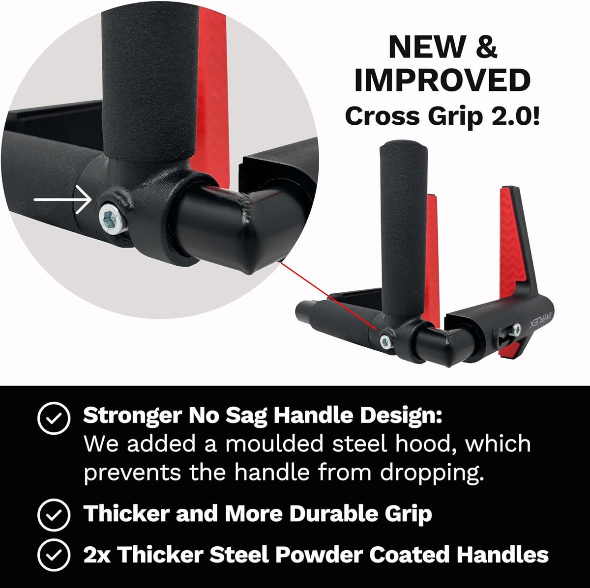 Jayflex CrossGrips Compact Pull Up Bar - Pull Up Bar Door Frame for Work from Home Fitness - Adjustable Door Frame Pullup Bar Handles - 250 lbs Capacity