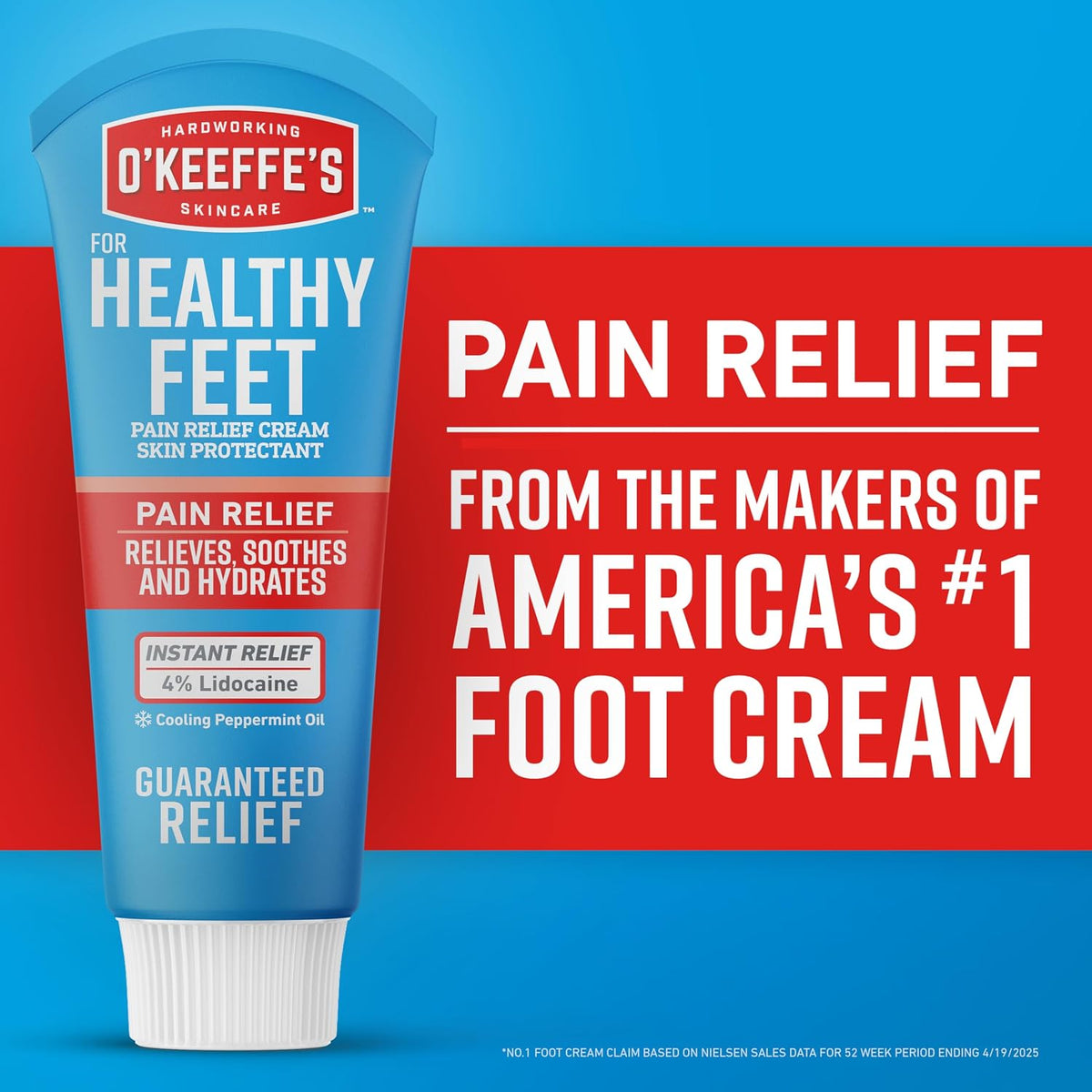 O'Keeffe's for Healthy Feet Pain Relief Foot Cream, Cooling, 3 oz