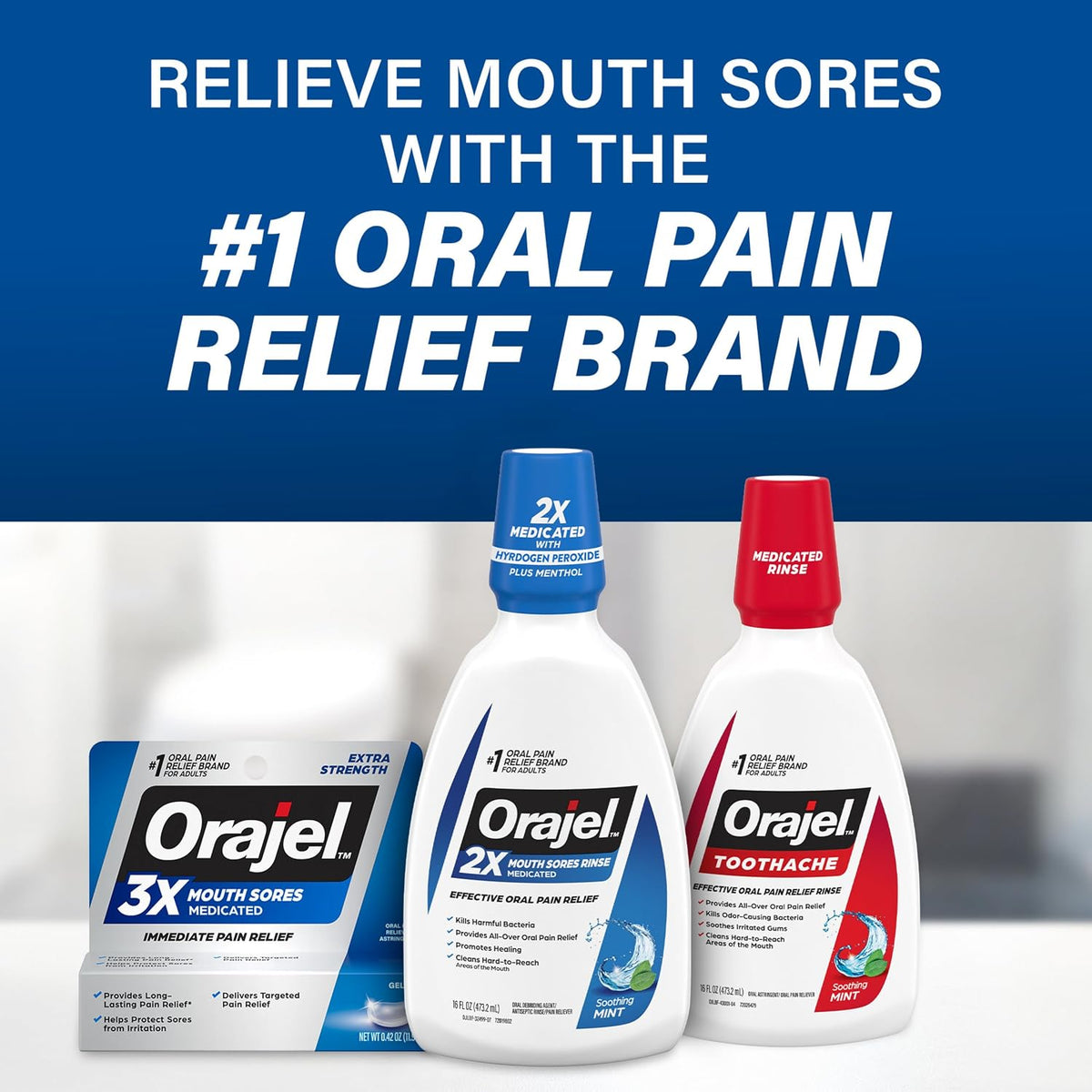 Orajel 3X Mouth Sores Medicated Pain Relief Gel, Extra Strength, 0.42 Oz | Immediate Pain Relief, Long-Lasting, Protects Mouth Sores from Irritation, #1 Oral Pain Relief Brand