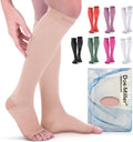 Doc Miller Open Toe Compression Socks, 20-30 mmHg, Knee High, Men & Women | Toeless Compression Sleeves, Knee-High Stockings: Shin Splints, Varicose Veins, Travel, Calf Support & Muscle Recovery, Pair