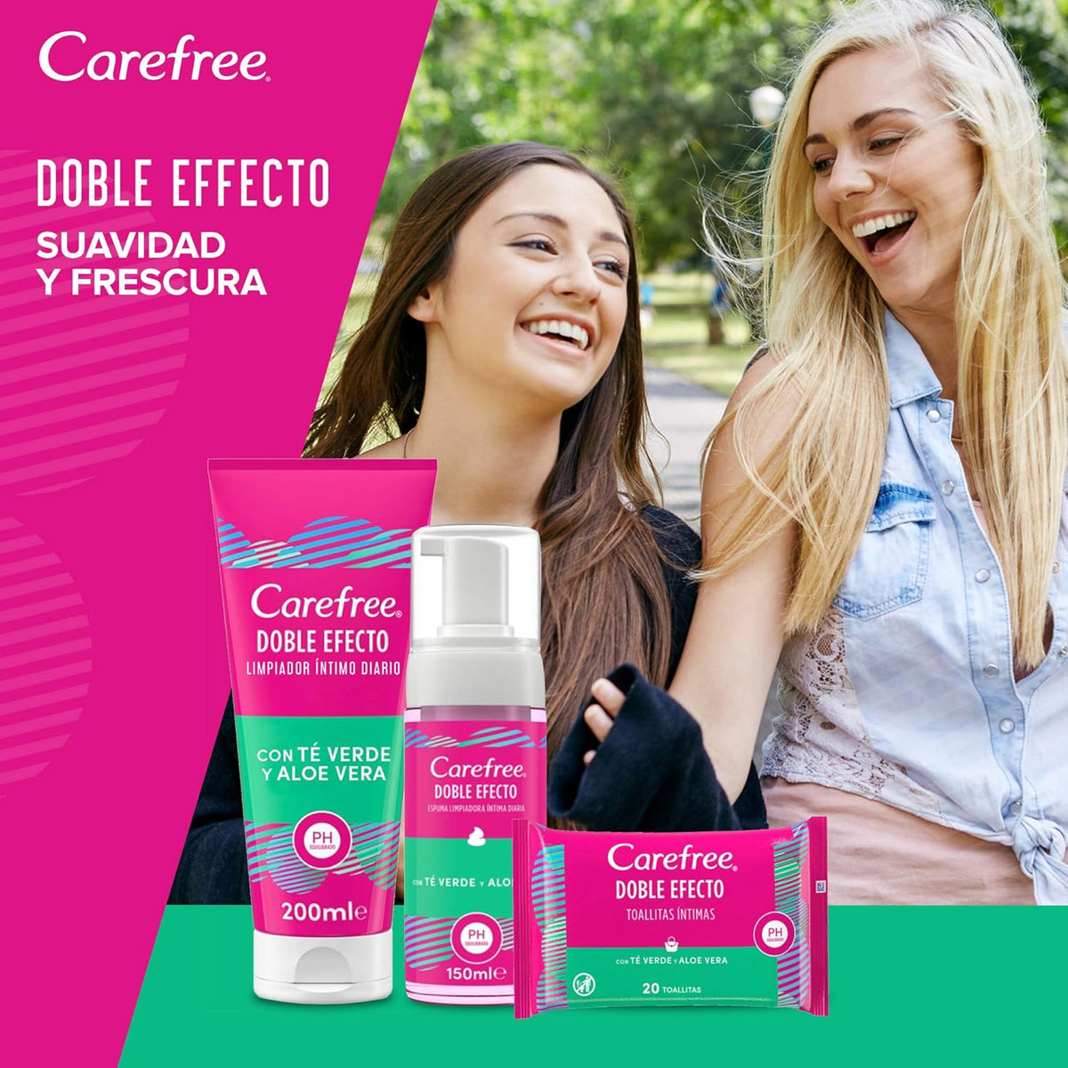 Carefree Daily Intimate Cleanser, Green Tea and Aloe Vera, 200 ml
