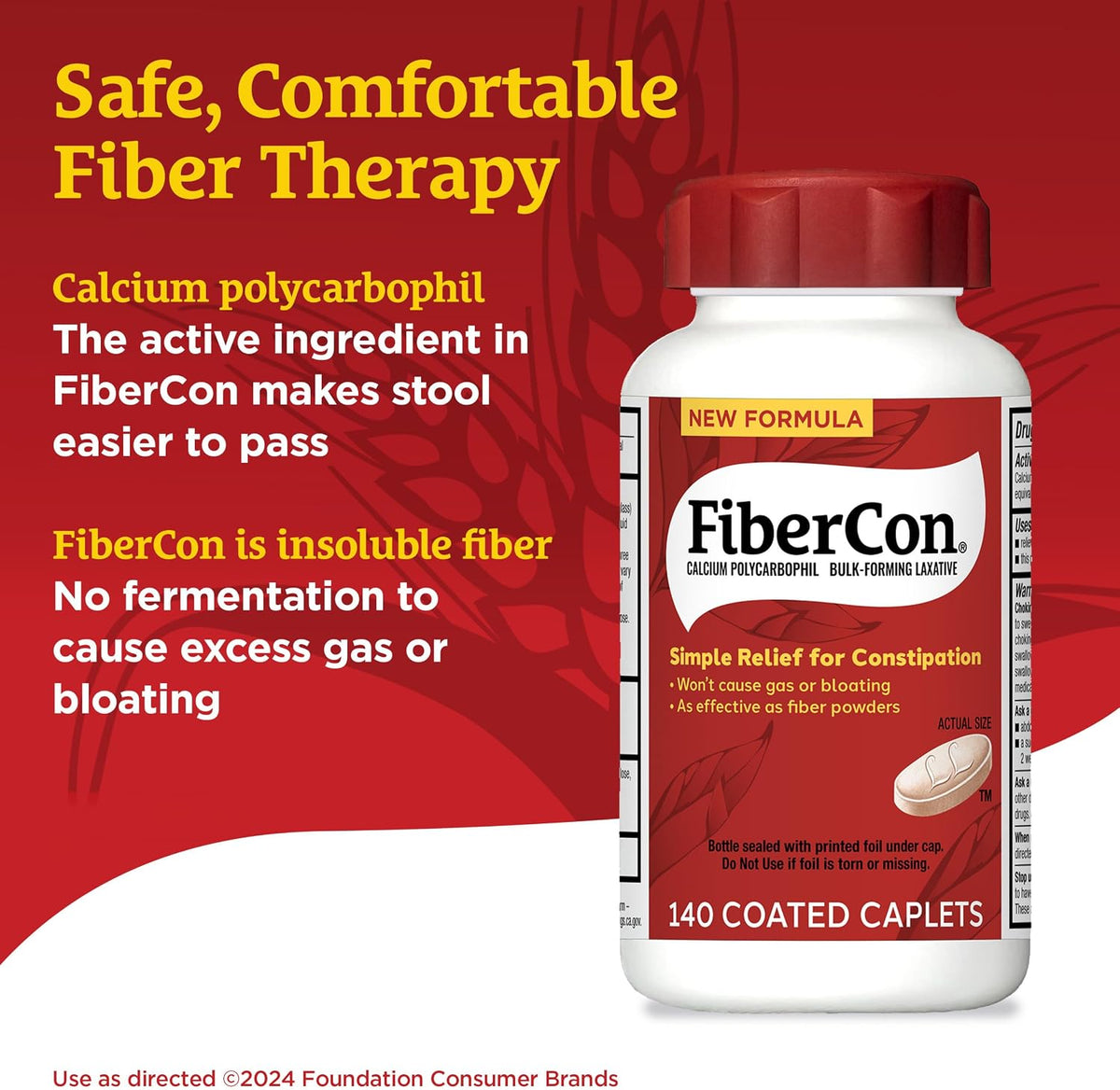 Fibercon Product Title | Works in as little as 12 hours, insoluble fiber for relief of occasional constipation & irregularity, no gas or bloating
