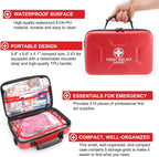 Gevoke 410 Piece Waterproof Hard Shell First Aid Kit, Red | For Home, Car, Travel, Camping, Truck, Hiking, Sports, Office, Vehicle & Outdoor, Emergency Medical Kits
