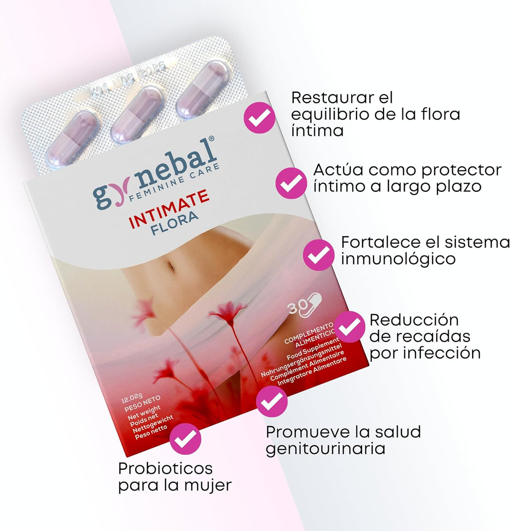 GYNEBAL - Probiotics Woman Flora Intima - Intimate Protector that Strengthens the Vaginal Flora and Protects You from Infections - 30 Capsules