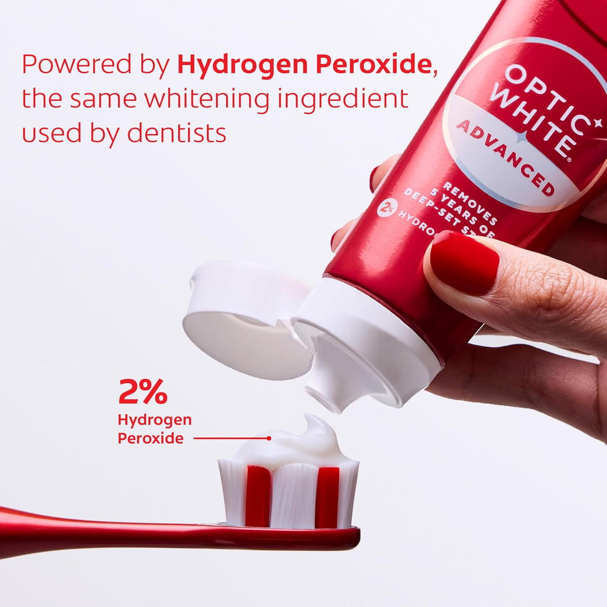 Colgate Optic White Advanced Hydrogen Peroxide Toothpaste, 3 Pack, 3.2 oz | Sparkling White, Teeth Whitening Toothpaste, Removes 5 Years of Deep-Set Coffee, Tea, and Wine Stains, Enamel Safe Formula