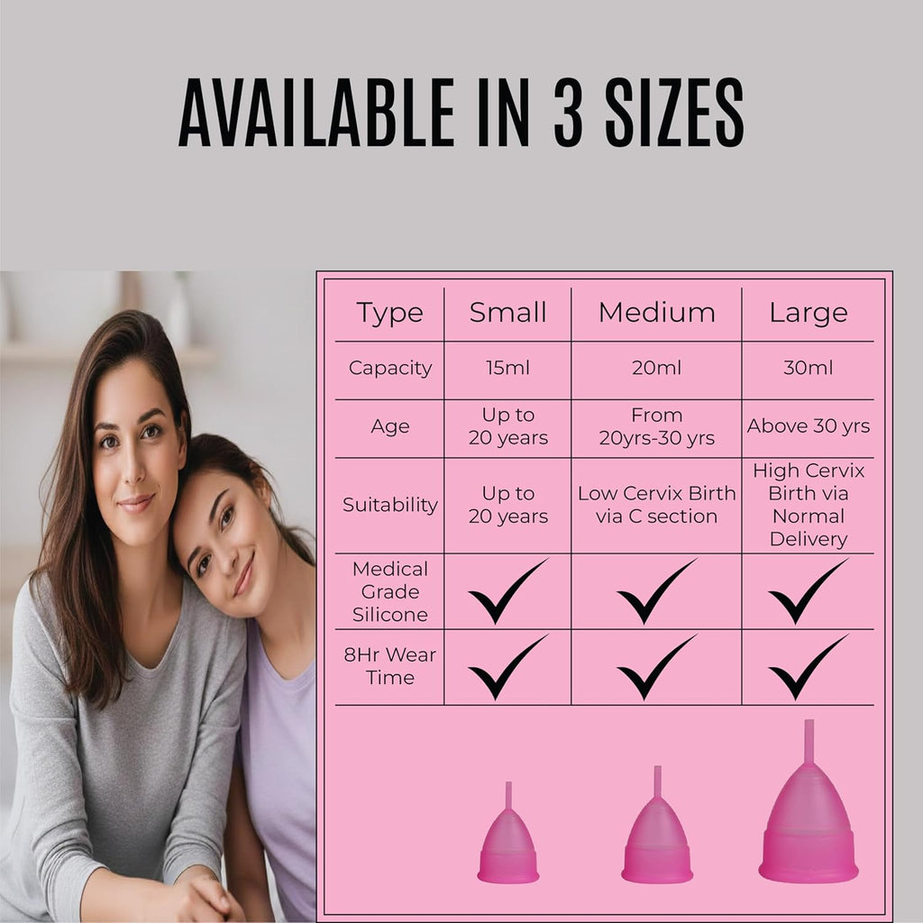 Reusable Menstrual Cup for Women | FDA Approved | Made of Ultra Soft 100% Medical Grade Silicone | Odour, Rash & Itch-Free Period | Leak-Proof Protection for 8-10 Hours, Pack of- 1