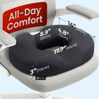 5 STARS UNITED Donut Pillow for Tailbone Pain & Hemorrhoids – Large Memory Foam Floor Cushion for Pressure Relief – Prostate, Postpartum & Pregnancy Support, Black Mesh Cover