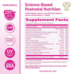 Pink Stork Total Postnatal Vitamins for Women, 60 Capsules, Berry | Clean Label Award, Vegan Algae DHA, No Fishy Burps, Methylated Folate, Iron, Gentle on Stomach, Postpartum + Lactation