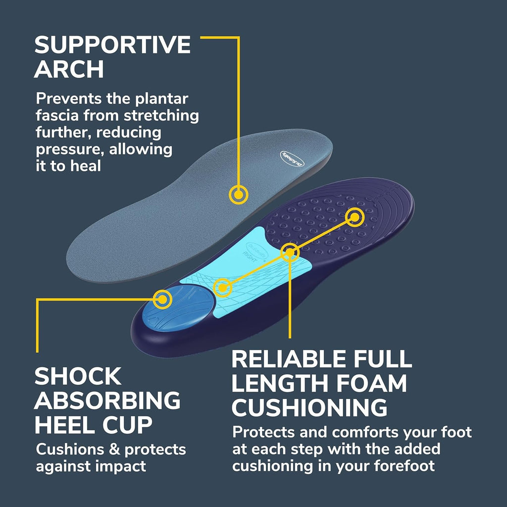 Dr. Scholl’s Plantar Fasciitis Relief Orthotic Insoles for Men - The Only Proven Insole to Stop Plantar Fasciitis from Coming Back, Immediately Relieves Pain, Heel Spurs, Arch Support Inserts