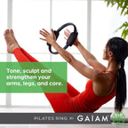 Gaiam Pilates Ring Fitness Circle, Toning Arms, Legs & Core | 15" Magic Circle | Foam Padded Handles | Lightweight & Flexible | Home & Studio | Includes Exercise Guide