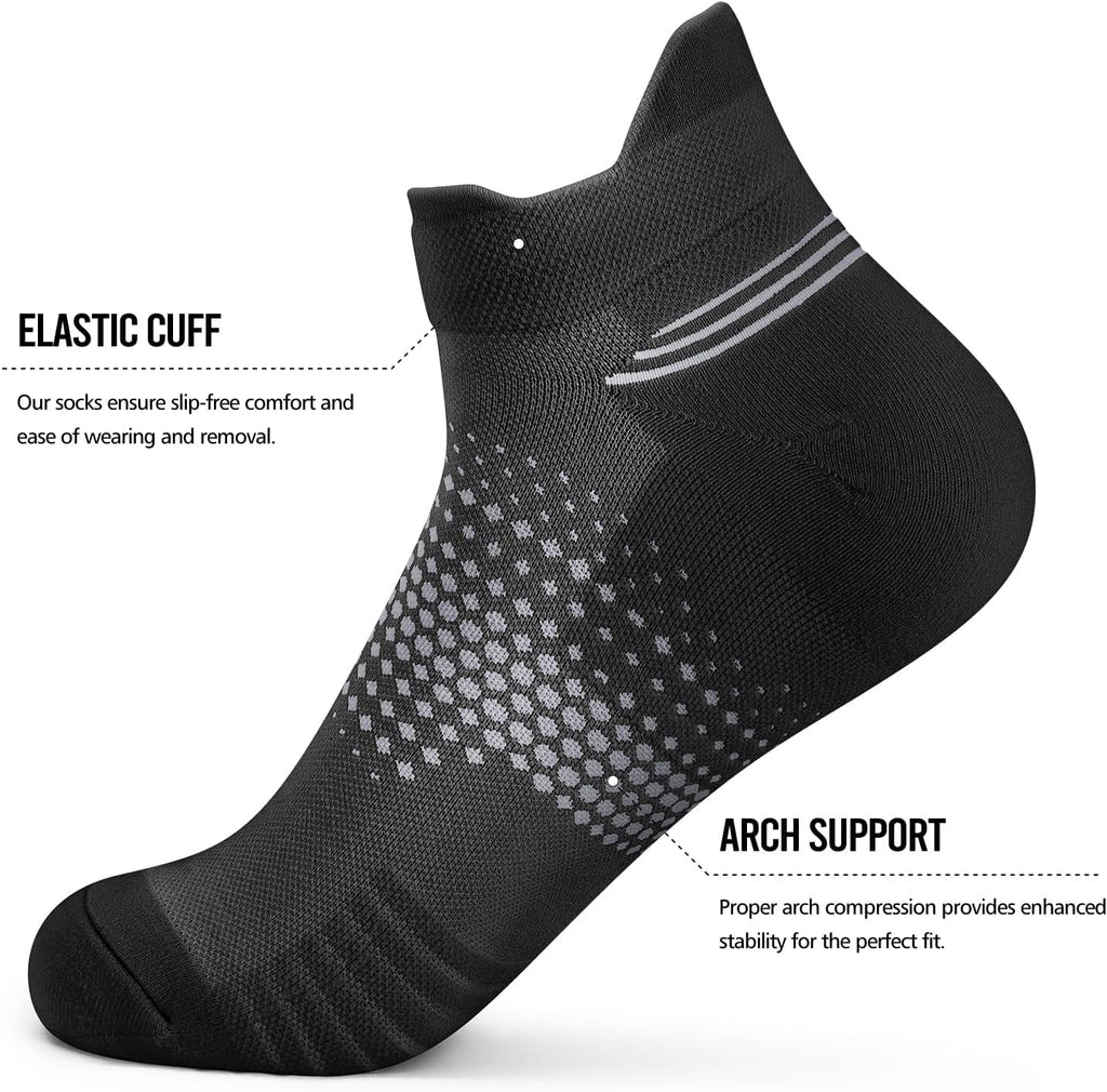 PAPLUS Ankle Compression Socks for Women, 6 Pairs Cushioned Running Socks | Athletic Socks for Women with Arch Support for Hiking, Walking, Camping, Climbing, Jogging, Traveling and Daily Wear